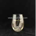 Stemless Tumbler Glass With Gold Decal